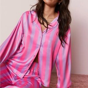 Nasty Gal Pink and Purple Satin Pajama Set